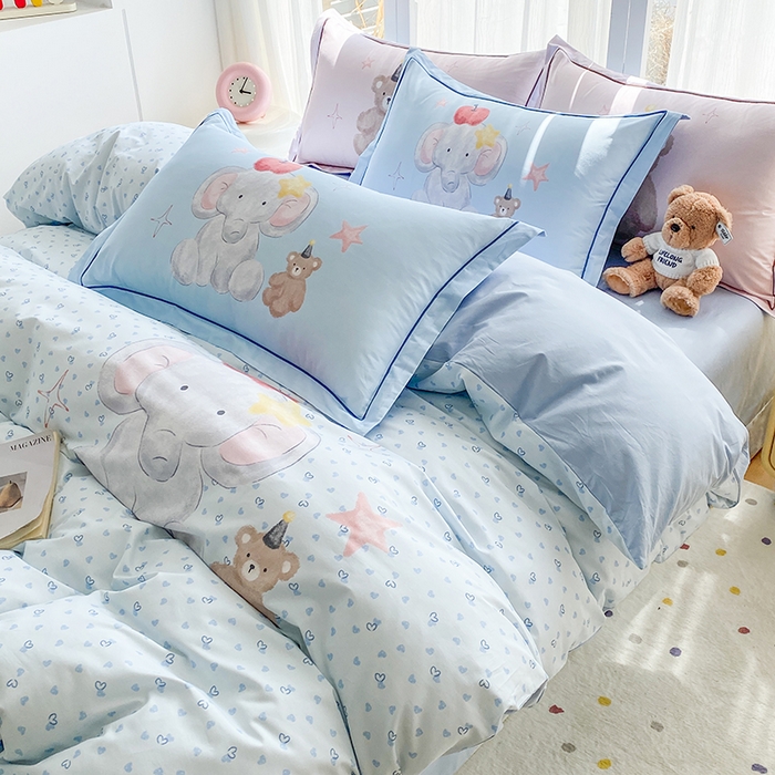 91家纺网 家纺一手货源 找家纺 眷恋家纺 2026新款全棉小清新铂金棉13376卡通三件套四件套 莫莉-兰