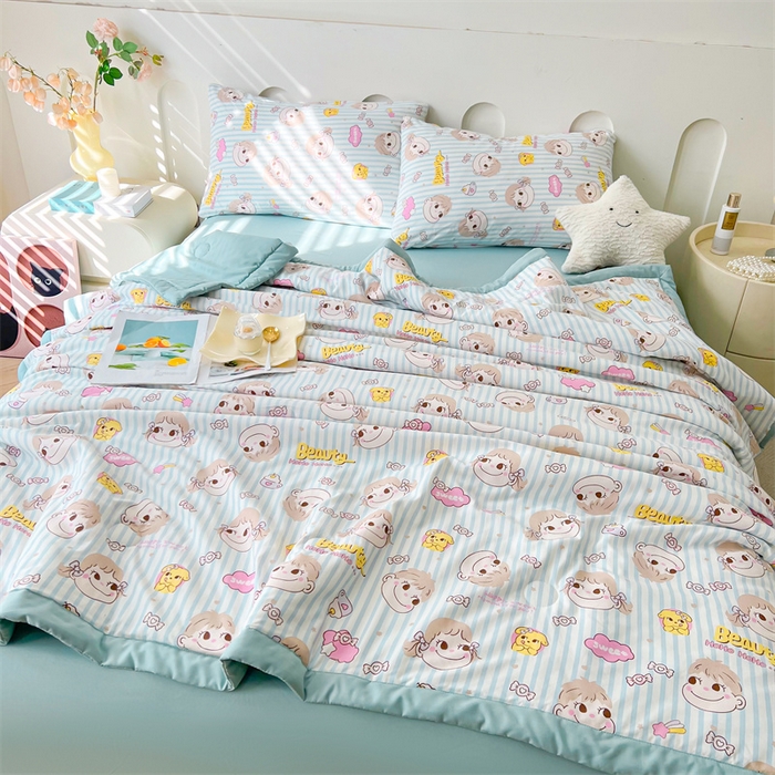 91家纺网 家纺一手货源 找家纺 爱屋及屋 2026新款小清新水洗棉棉花夏被夏凉被空调被 唐小小