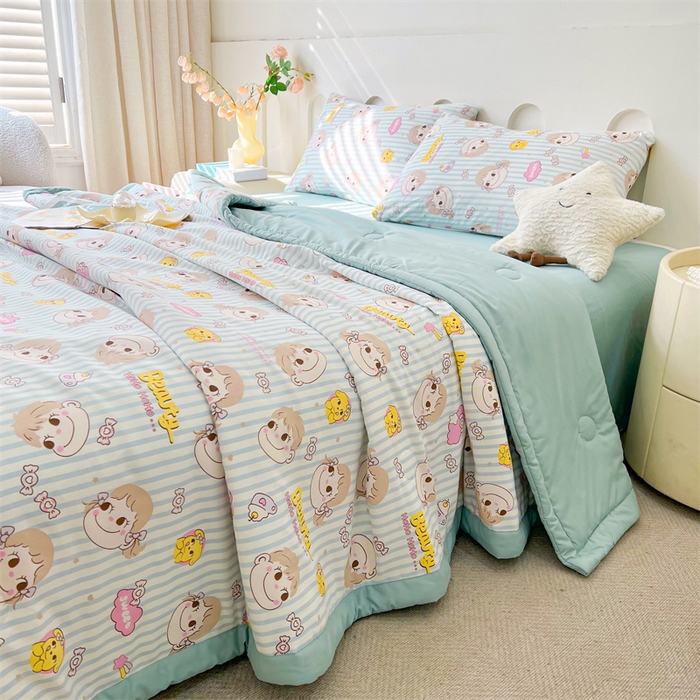 91家纺网 家纺一手货源 找家纺 爱屋及屋 2026新款小清新水洗棉棉花夏被夏凉被空调被 唐小小