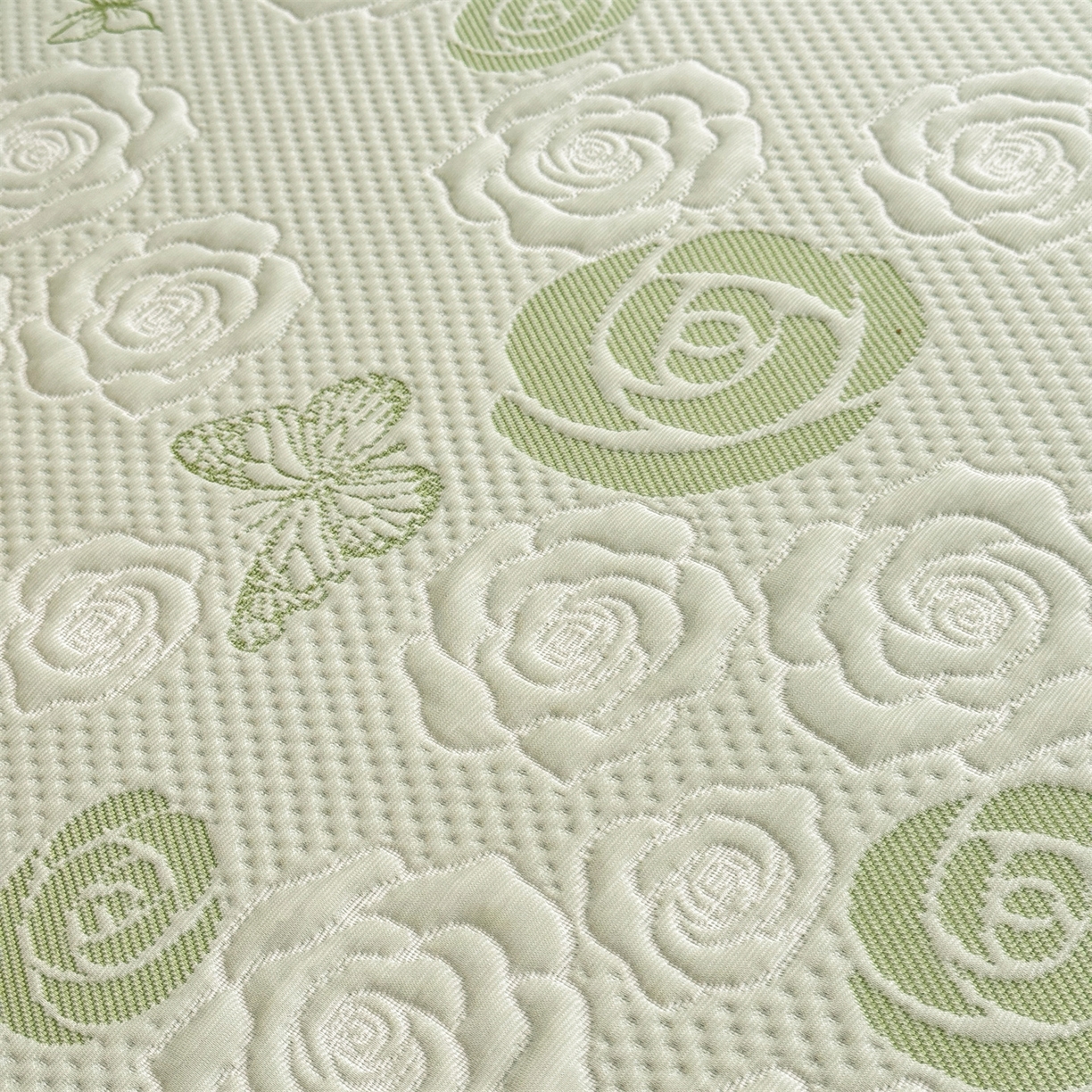 91家纺网 家纺一手货源 找家纺 优贝家纺 2026新款A类凉感豆豆席三件套床裙款软席子 花韵-清新绿