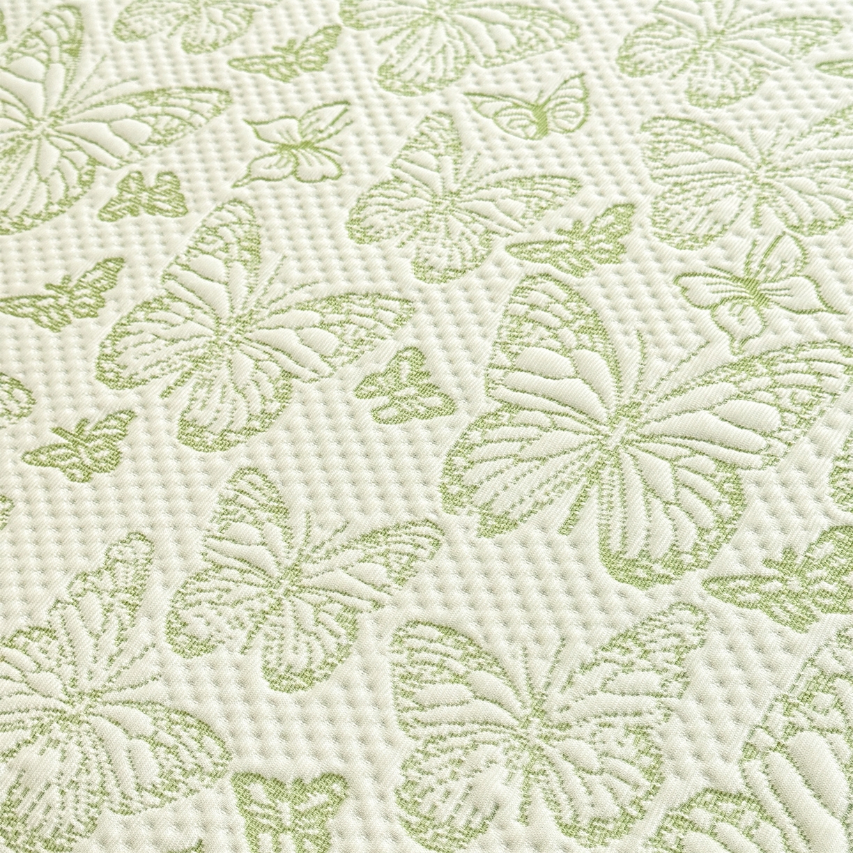 91家纺网 家纺一手货源 找家纺 优贝家纺 2026新款A类凉感豆豆席三件套床裙款软席子 蝶舞-清新绿