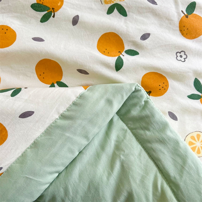 91家纺网 家纺一手货源 找家纺 爱屋及屋 2026新款小清新水洗棉棉花夏被夏凉被空调被 小橙子