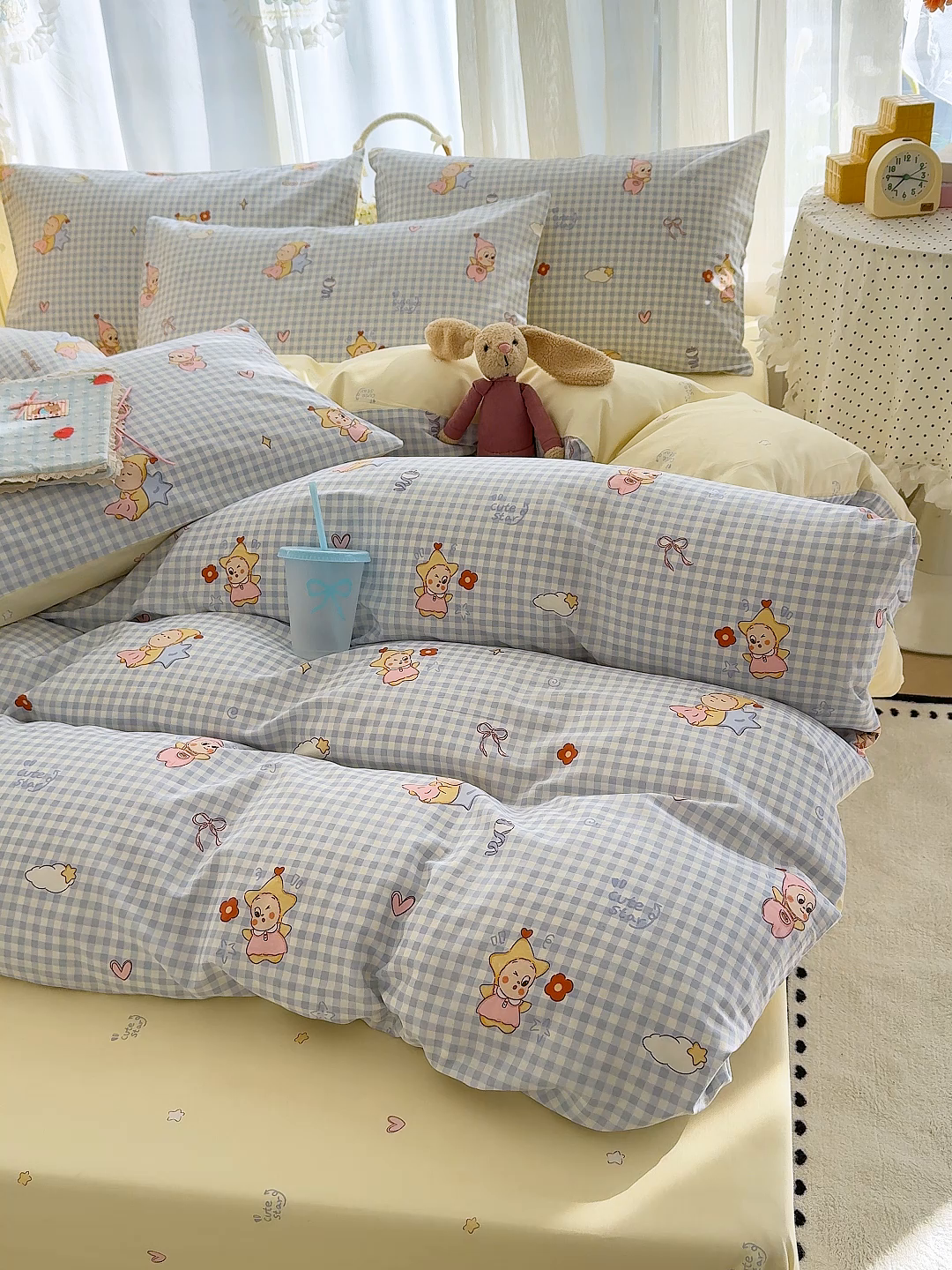 91家纺网 家纺一手货源 找家纺 铺尚美家纺 2026新款12868新疆全棉纯棉印花四件套（提供质检报告 星星人