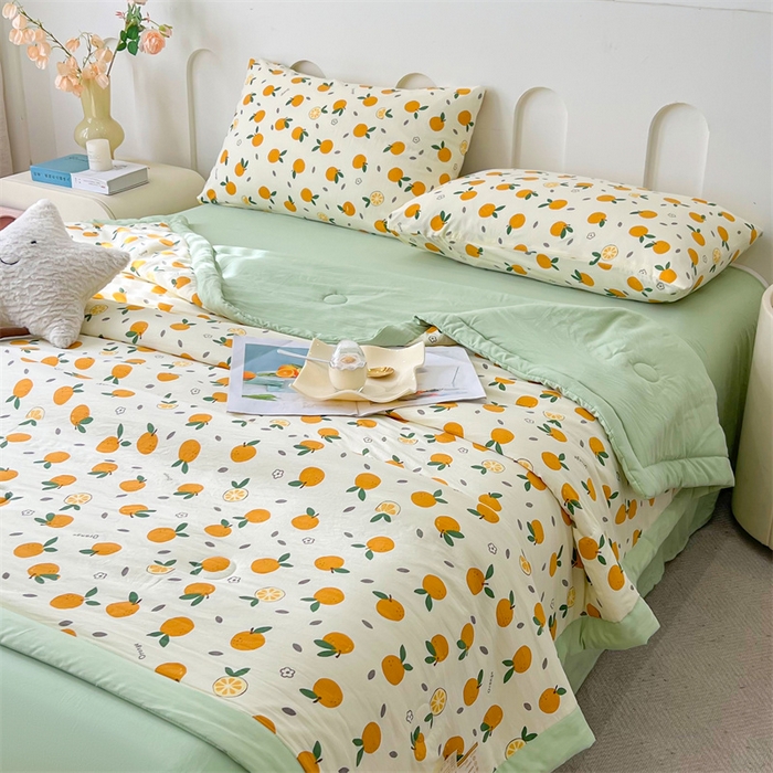 91家纺网 家纺一手货源 找家纺 爱屋及屋 2026新款小清新水洗棉棉花夏被夏凉被空调被 小橙子