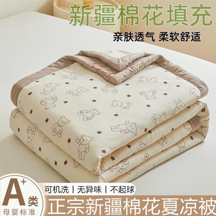 爱屋及屋 2026新款小清新水洗棉棉花夏被夏凉被空调被 小熊博士