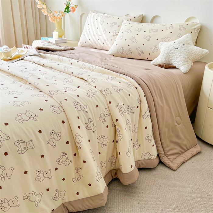 91家纺网 家纺一手货源 找家纺 爱屋及屋 2026新款小清新水洗棉棉花夏被夏凉被空调被 小熊博士