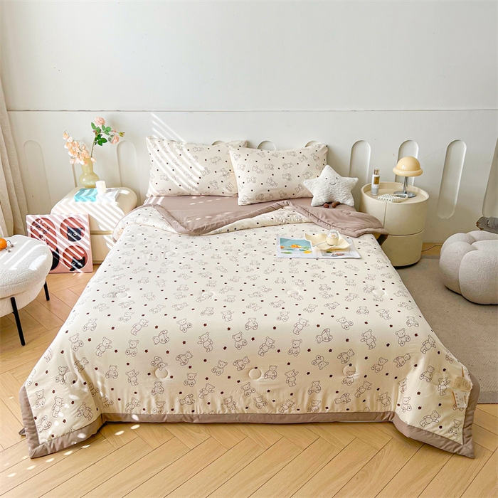 91家纺网 家纺一手货源 找家纺 爱屋及屋 2026新款小清新水洗棉棉花夏被夏凉被空调被 小熊博士