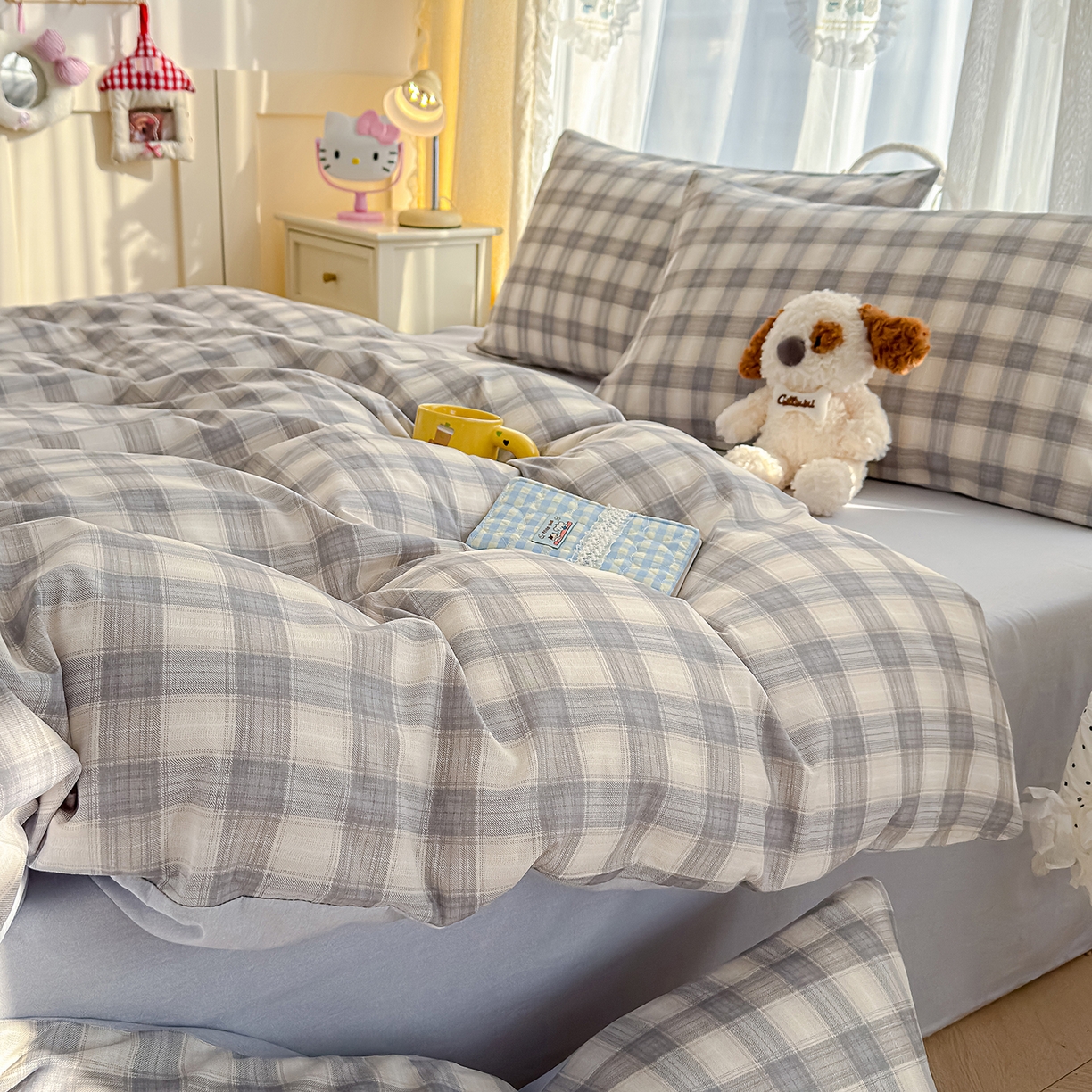 91家纺网 家纺一手货源 找家纺 铺尚美家纺 2026新款12868新疆全棉纯棉印花四件套（提供质检报告 亚麻格