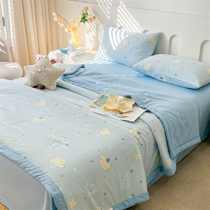 91家纺网 家纺一手货源 找家纺 爱屋及屋 2026新款小清新水洗棉棉花夏被夏凉被空调被 星月小狗