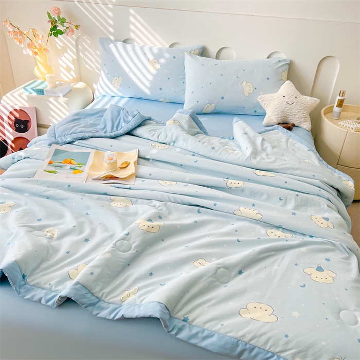 91家纺网 家纺一手货源 找家纺 爱屋及屋 2026新款小清新水洗棉棉花夏被夏凉被空调被 星月小狗