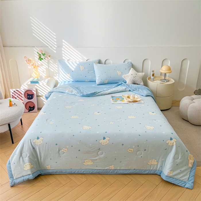 91家纺网 家纺一手货源 找家纺 爱屋及屋 2026新款小清新水洗棉棉花夏被夏凉被空调被 星月小狗