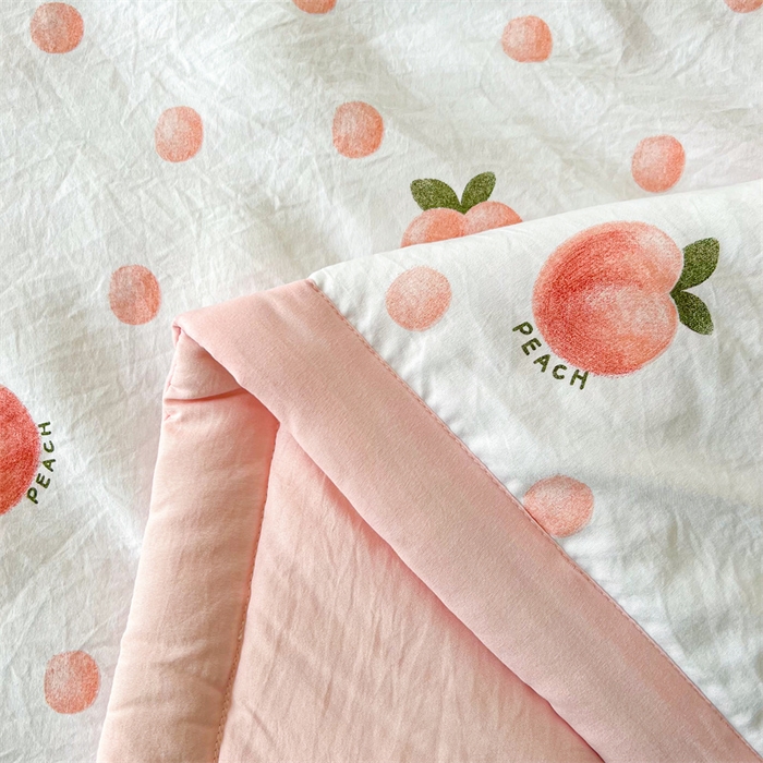 91家纺网 家纺一手货源 找家纺 爱屋及屋 2026新款小清新水洗棉棉花夏被夏凉被空调被 元气桃桃