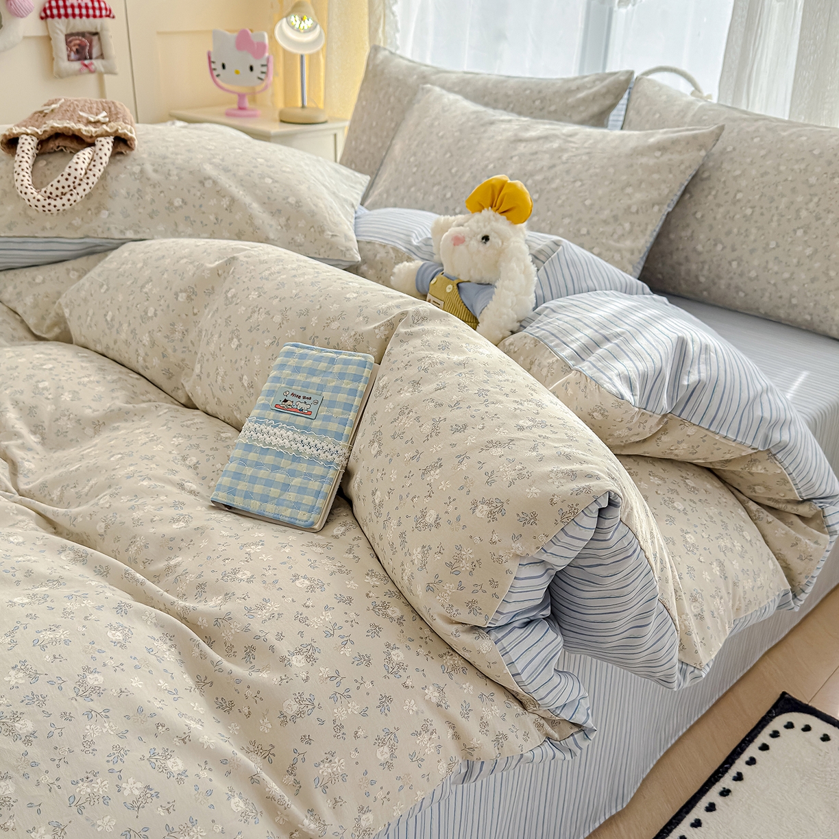 91家纺网 家纺一手货源 找家纺 铺尚美家纺 2026新款12868新疆全棉纯棉印花四件套（提供质检报告 摇铃兰