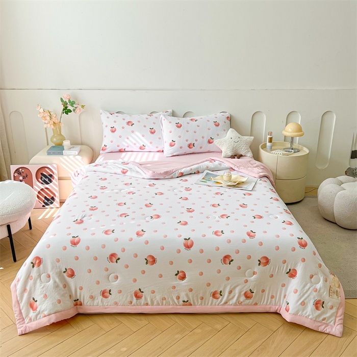 91家纺网 家纺一手货源 找家纺 爱屋及屋 2026新款小清新水洗棉棉花夏被夏凉被空调被 元气桃桃