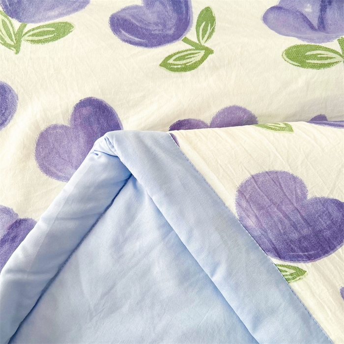 91家纺网 家纺一手货源 找家纺 爱屋及屋 2026新款小清新水洗棉棉花夏被夏凉被空调被 紫色郁金香