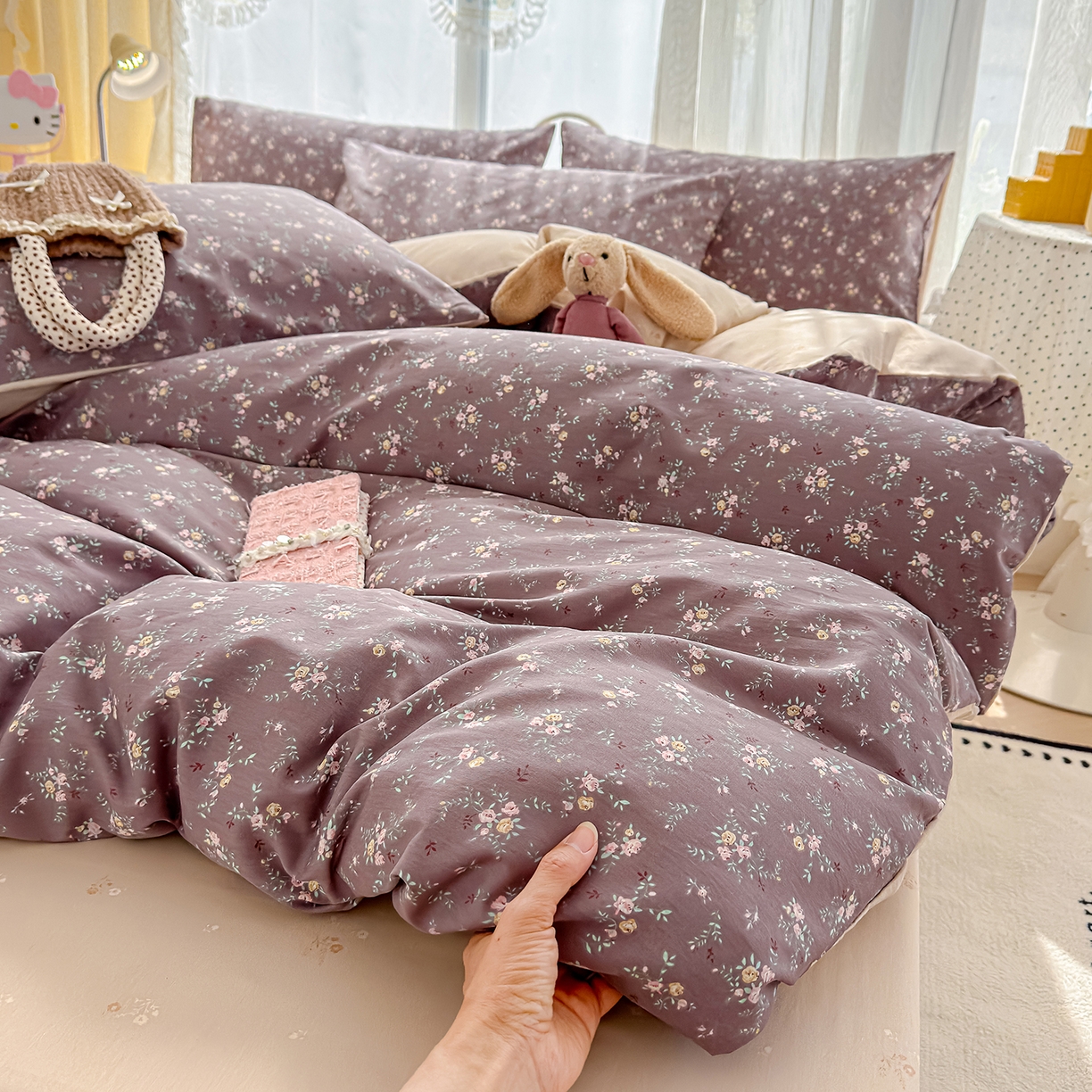 91家纺网 家纺一手货源 找家纺 铺尚美家纺 2026新款12868新疆全棉纯棉印花四件套（提供质检报告 风信子