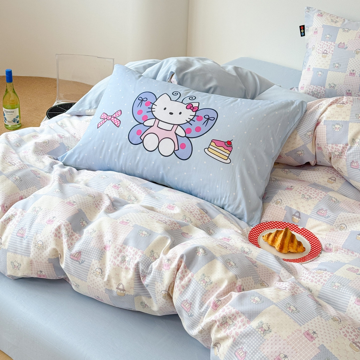 91家纺网 家纺一手货源 找家纺 RYB红黄兰 2026新款ins风全棉卡通纯棉三件套四件套 蝴蝶喵喵