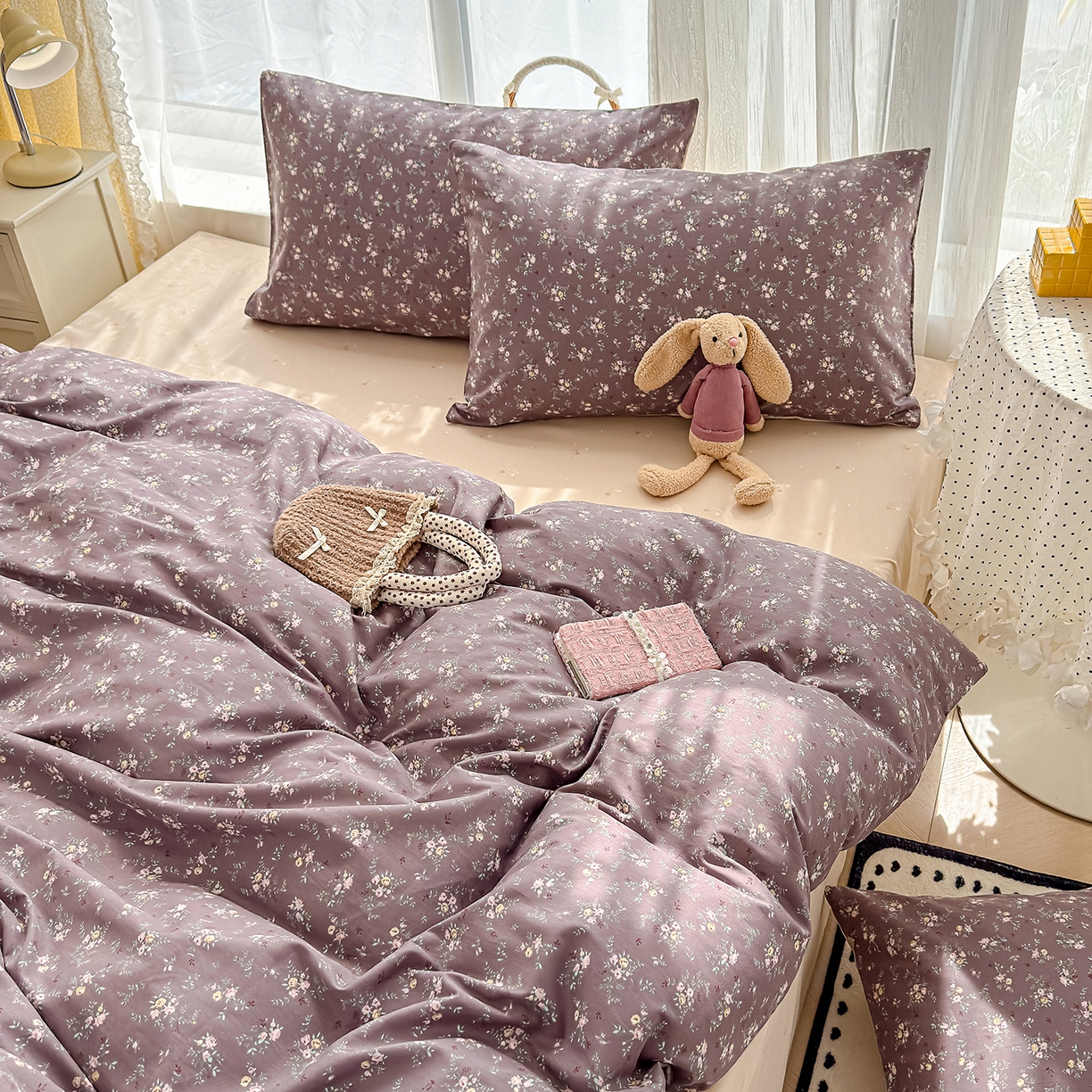 91家纺网 家纺一手货源 找家纺 铺尚美家纺 2026新款12868新疆全棉纯棉印花四件套（提供质检报告 风信子