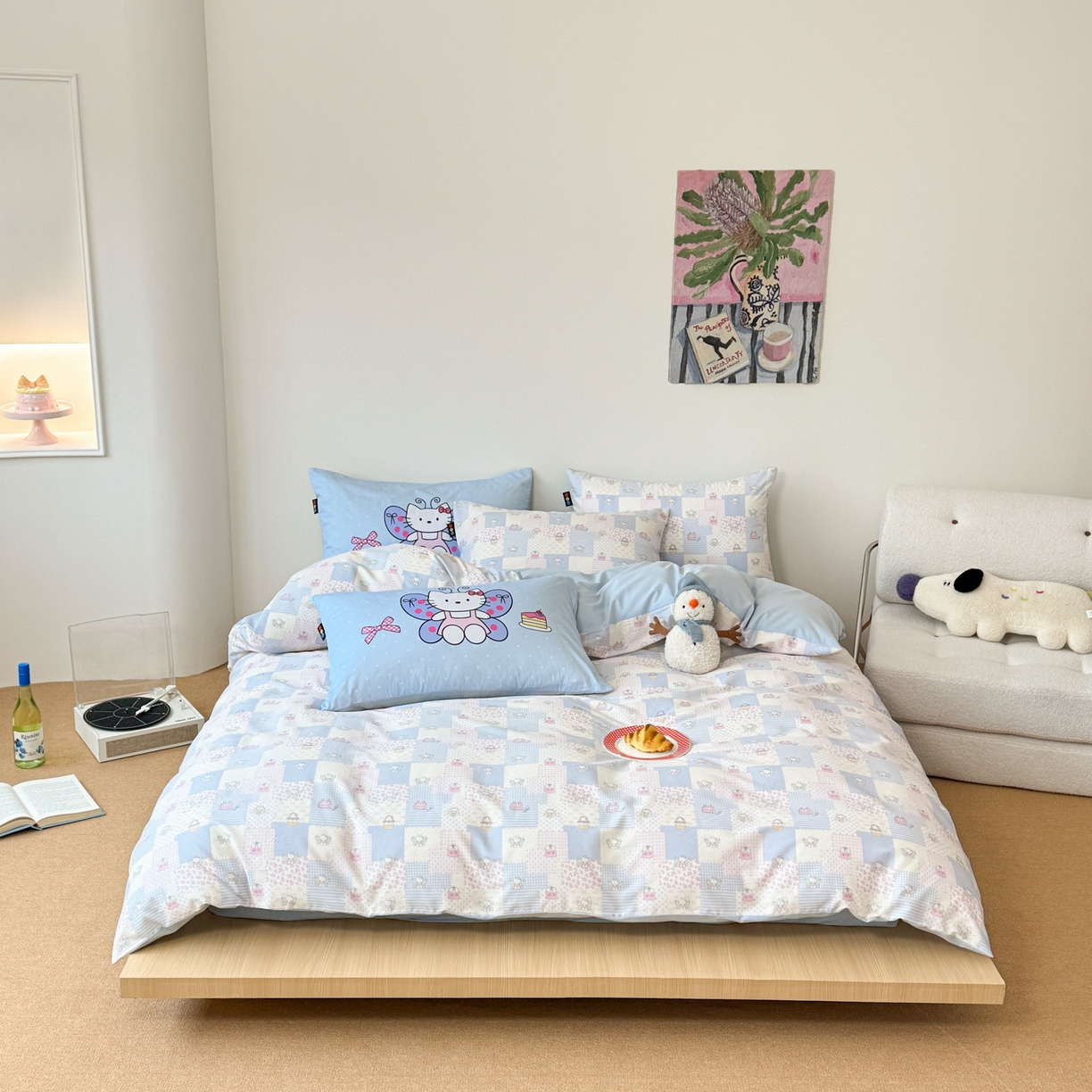 91家纺网 家纺一手货源 找家纺 RYB红黄兰 2026新款ins风全棉卡通纯棉三件套四件套 蝴蝶喵喵