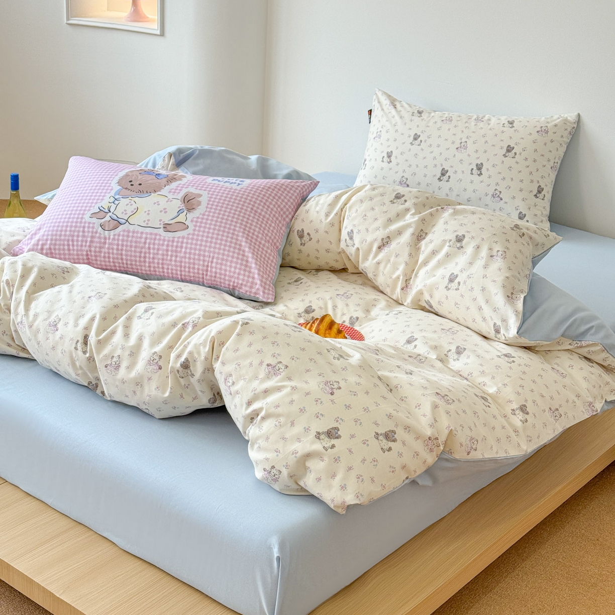 91家纺网 家纺一手货源 找家纺 RYB红黄兰 2026新款ins风全棉卡通纯棉三件套四件套 花园马尔济斯