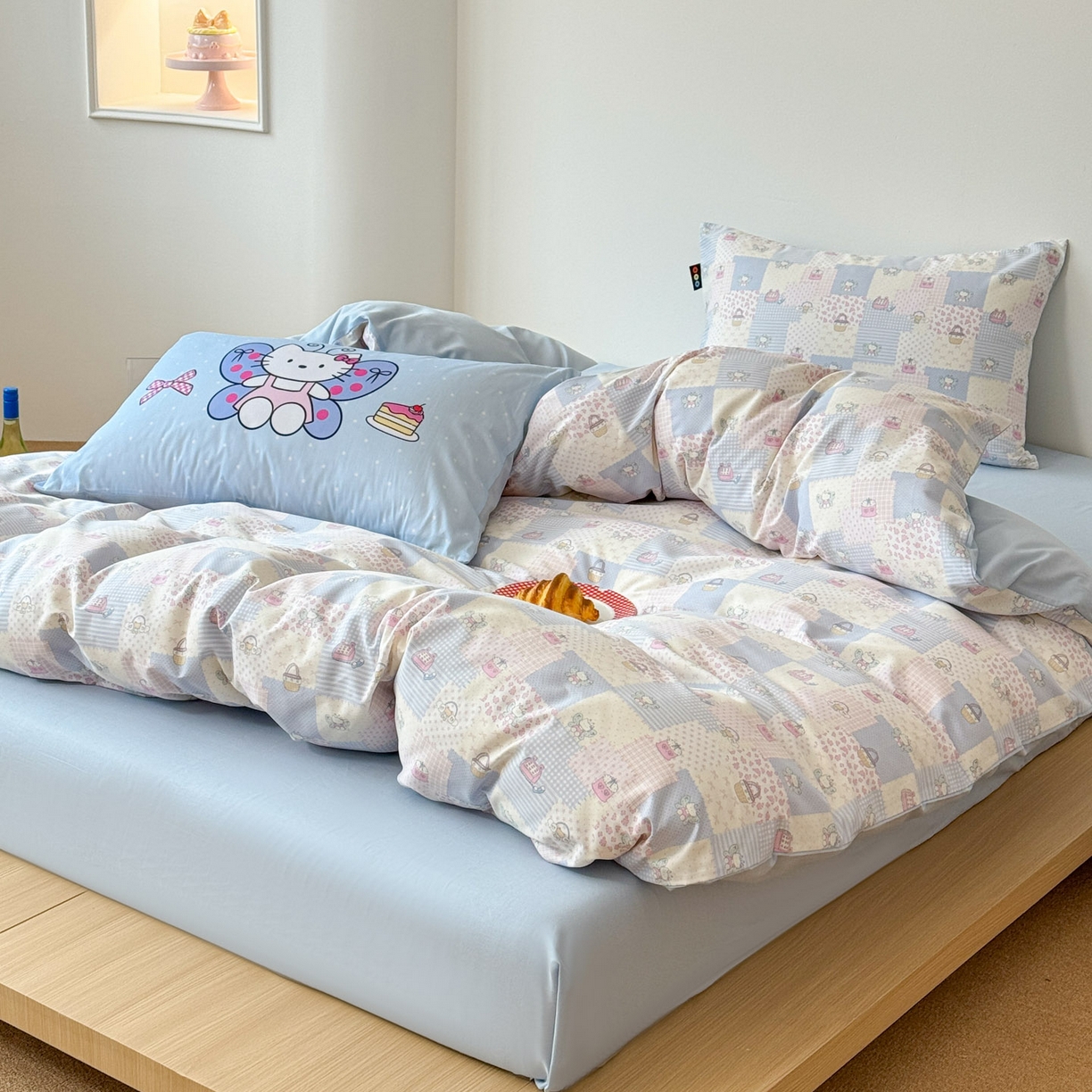 91家纺网 家纺一手货源 找家纺 RYB红黄兰 2026新款ins风全棉卡通纯棉三件套四件套 蝴蝶喵喵