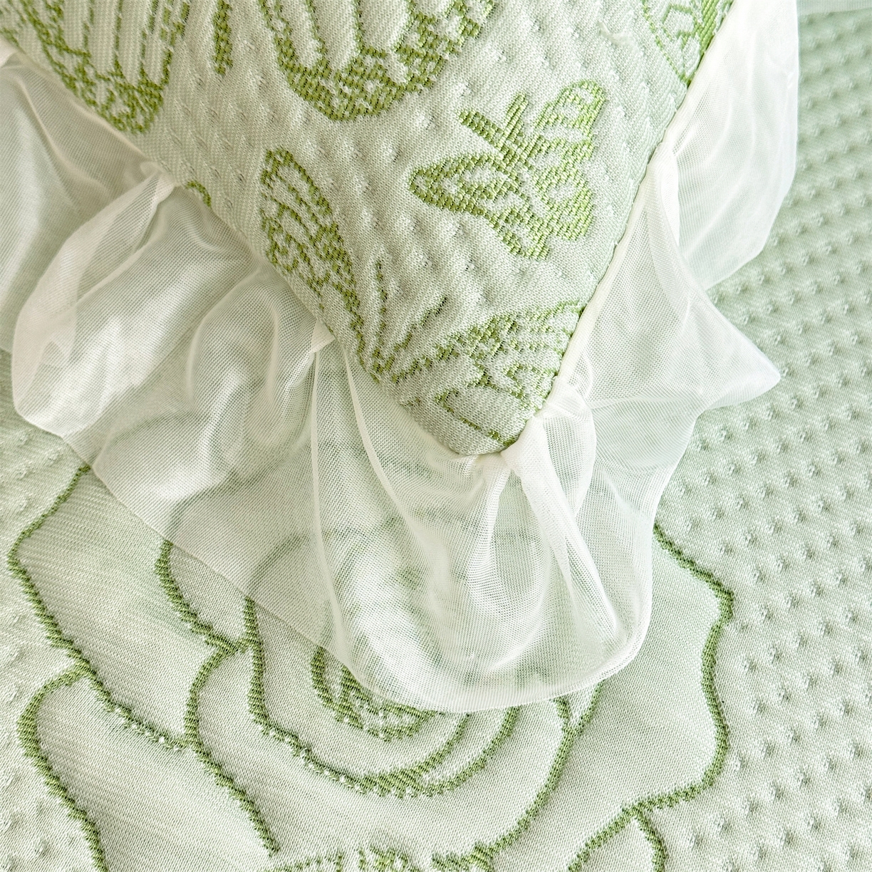 91家纺网 家纺一手货源 找家纺 （总）绒棉世家 2026新款A类凉感豆豆席三件套床裙款软席子