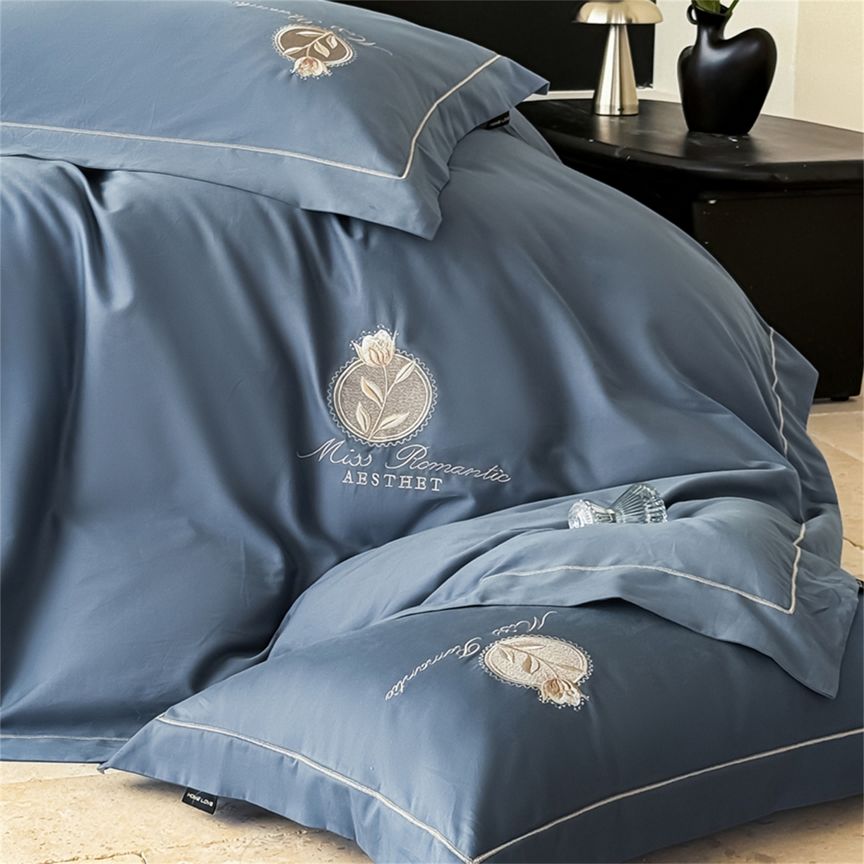 91家纺网 家纺一手货源 找家纺 （总）芯丝路家纺 2026春夏新款全棉磨毛工艺款四件套-花影