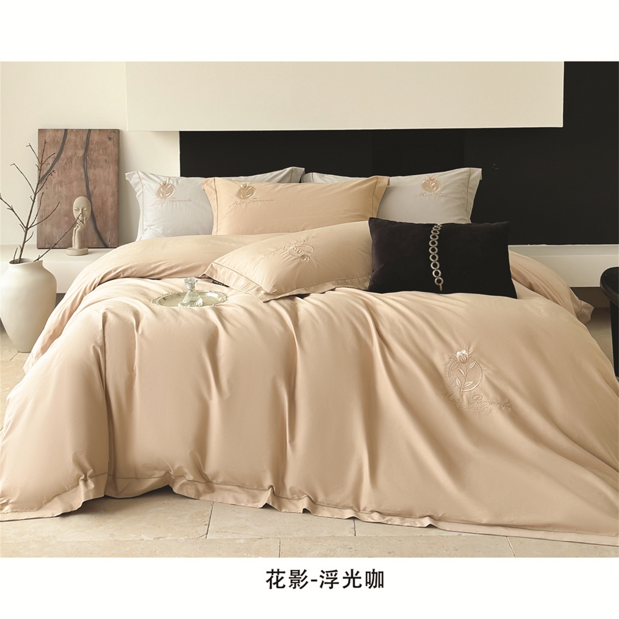 91家纺网 家纺一手货源 找家纺 （总）芯丝路家纺 2026春夏新款全棉磨毛工艺款四件套-花影