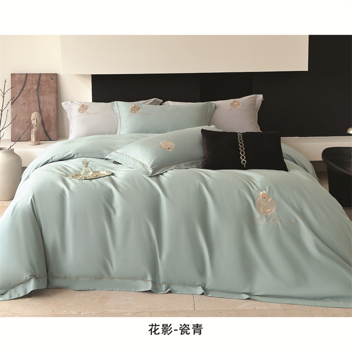 91家纺网 家纺一手货源 找家纺 （总）芯丝路家纺 2026春夏新款全棉磨毛工艺款四件套-花影