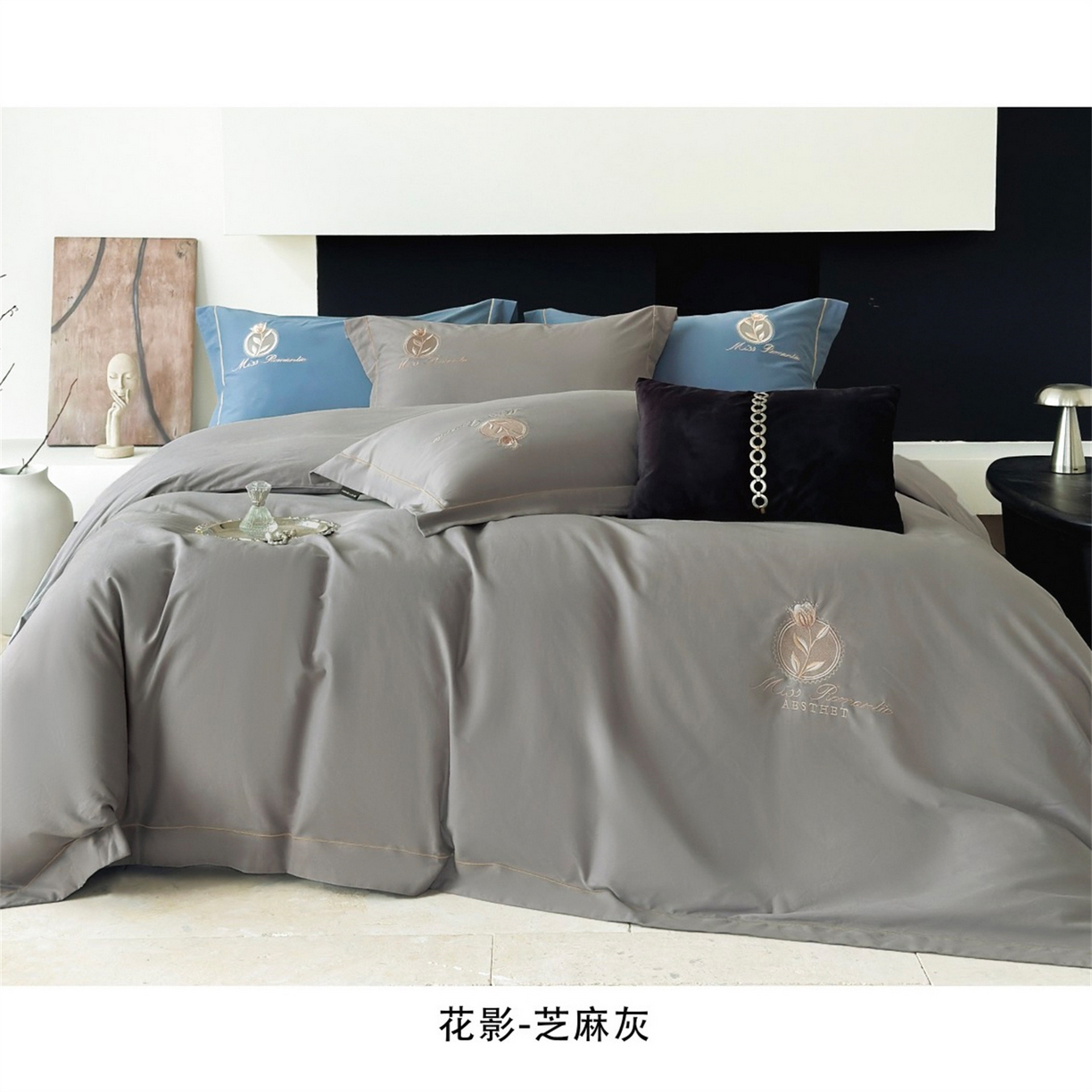91家纺网 家纺一手货源 找家纺 （总）芯丝路家纺 2026春夏新款全棉磨毛工艺款四件套-花影