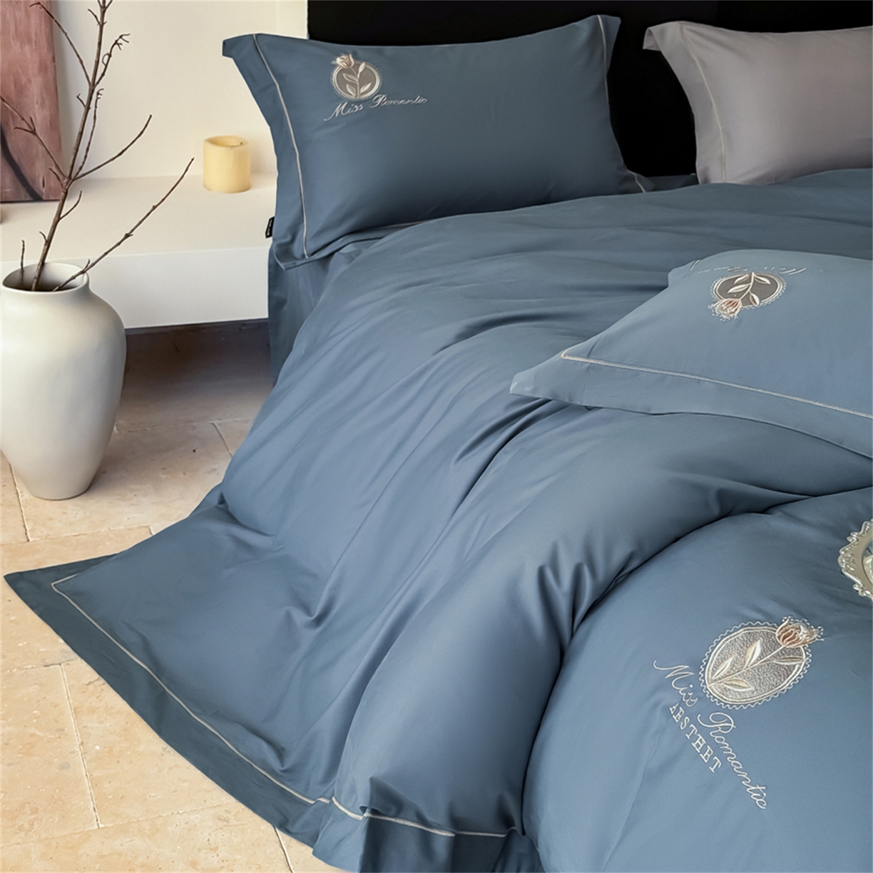 91家纺网 家纺一手货源 找家纺 （总）芯丝路家纺 2026春夏新款全棉磨毛工艺款四件套-花影