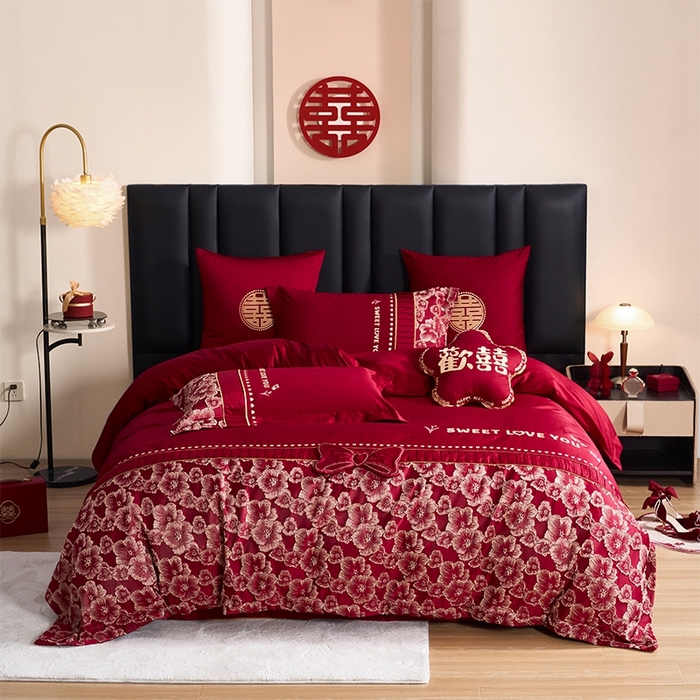 91家纺网 家纺一手货源 找家纺 （总）甜咪咪婚庆 2026春夏新款大提花婚庆结婚四件套多件套床单床笠款