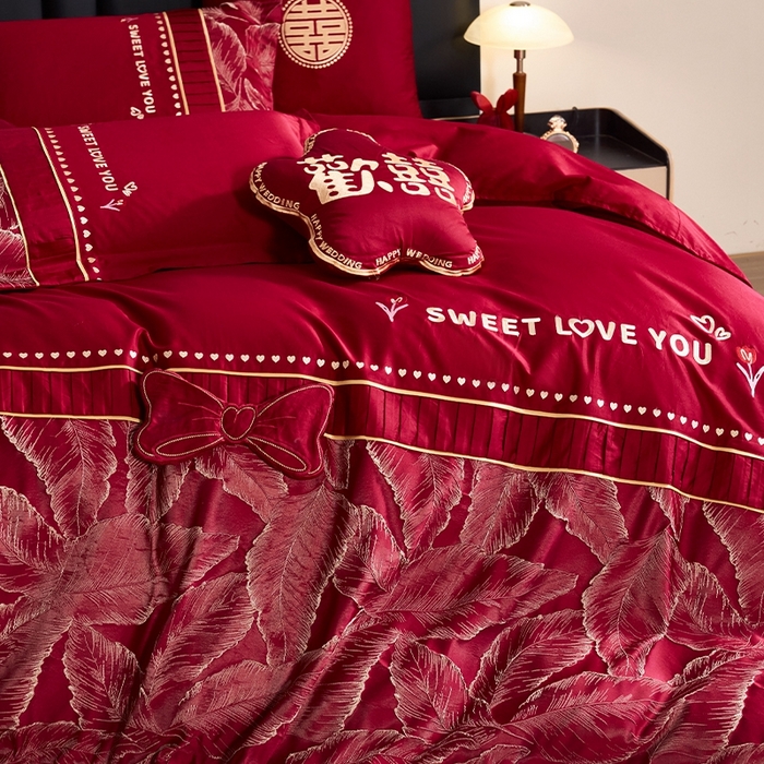 91家纺网 家纺一手货源 找家纺 （总）甜咪咪婚庆 2026春夏新款大提花婚庆结婚四件套多件套床单床笠款