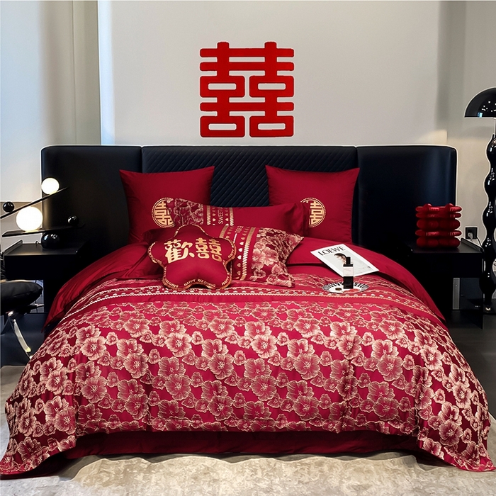 91家纺网 家纺一手货源 找家纺 （总）甜咪咪婚庆 2026春夏新款大提花婚庆结婚四件套多件套床单床笠款