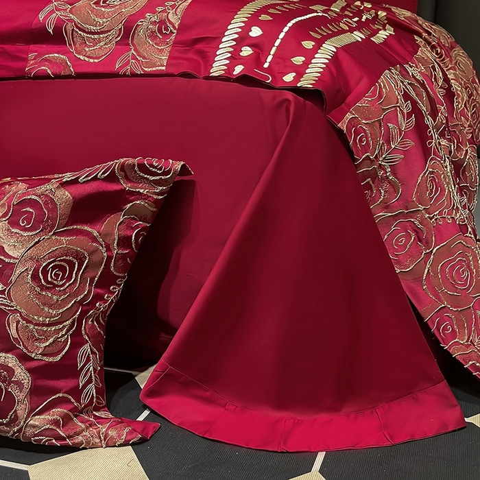 91家纺网 家纺一手货源 找家纺 甜咪咪婚庆 2026春夏新款大提花婚庆结婚四件套多件套床单床笠款 相依