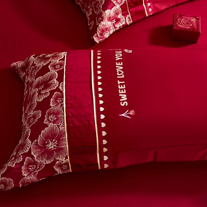 91家纺网 家纺一手货源 找家纺 甜咪咪婚庆 2026春夏新款大提花婚庆结婚四件套多件套床单床笠款 添香