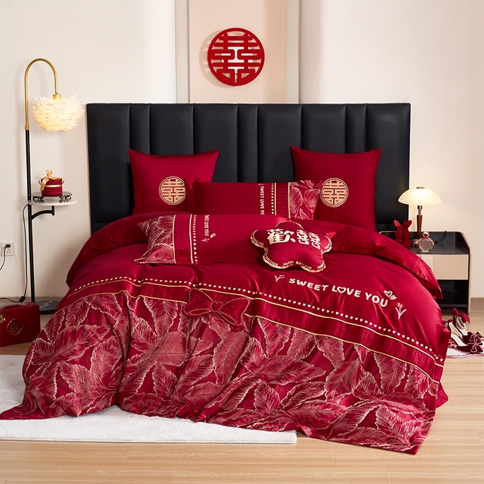 甜咪咪婚庆 2026春夏新款大提花婚庆结婚四件套多件套床单床笠款 繁华