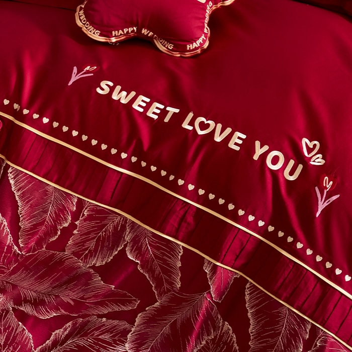 91家纺网 家纺一手货源 找家纺 甜咪咪婚庆 2026春夏新款大提花婚庆结婚四件套多件套床单床笠款 繁华