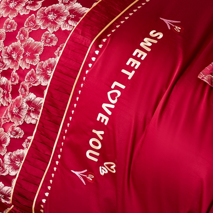 91家纺网 家纺一手货源 找家纺 甜咪咪婚庆 2026春夏新款大提花婚庆结婚四件套多件套床单床笠款 添香