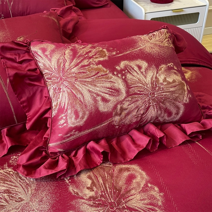 91家纺网 家纺一手货源 找家纺 甜咪咪婚庆 2026春夏新款大提花婚庆结婚四件套多件套床单床笠款 醉玲珑