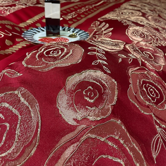 91家纺网 家纺一手货源 找家纺 甜咪咪婚庆 2026春夏新款大提花婚庆结婚四件套多件套床单床笠款 相依