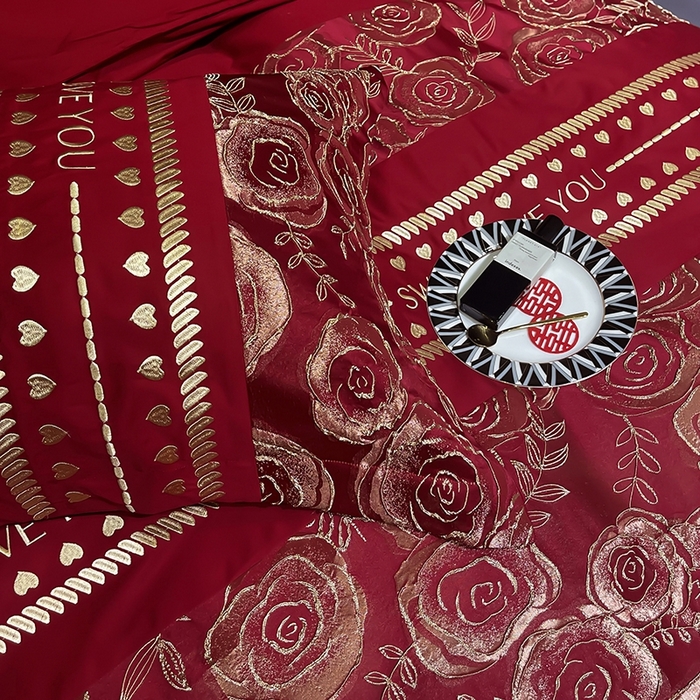 91家纺网 家纺一手货源 找家纺 甜咪咪婚庆 2026春夏新款大提花婚庆结婚四件套多件套床单床笠款 相依