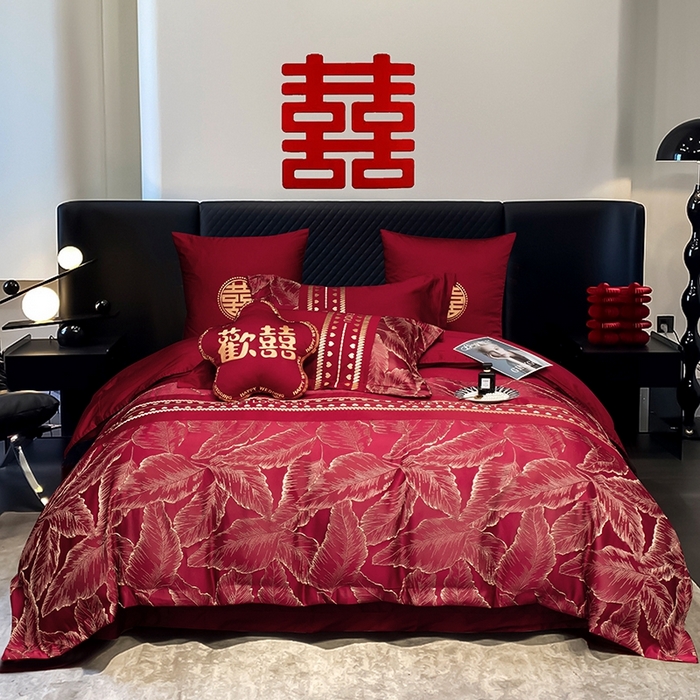 甜咪咪婚庆 2026春夏新款大提花婚庆结婚四件套多件套床单床笠款 相爱