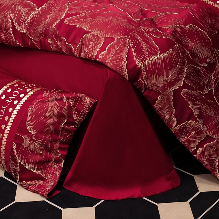 91家纺网 家纺一手货源 找家纺 甜咪咪婚庆 2026春夏新款大提花婚庆结婚四件套多件套床单床笠款 相爱