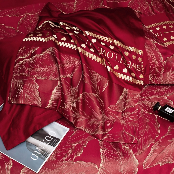 91家纺网 家纺一手货源 找家纺 甜咪咪婚庆 2026春夏新款大提花婚庆结婚四件套多件套床单床笠款 相爱