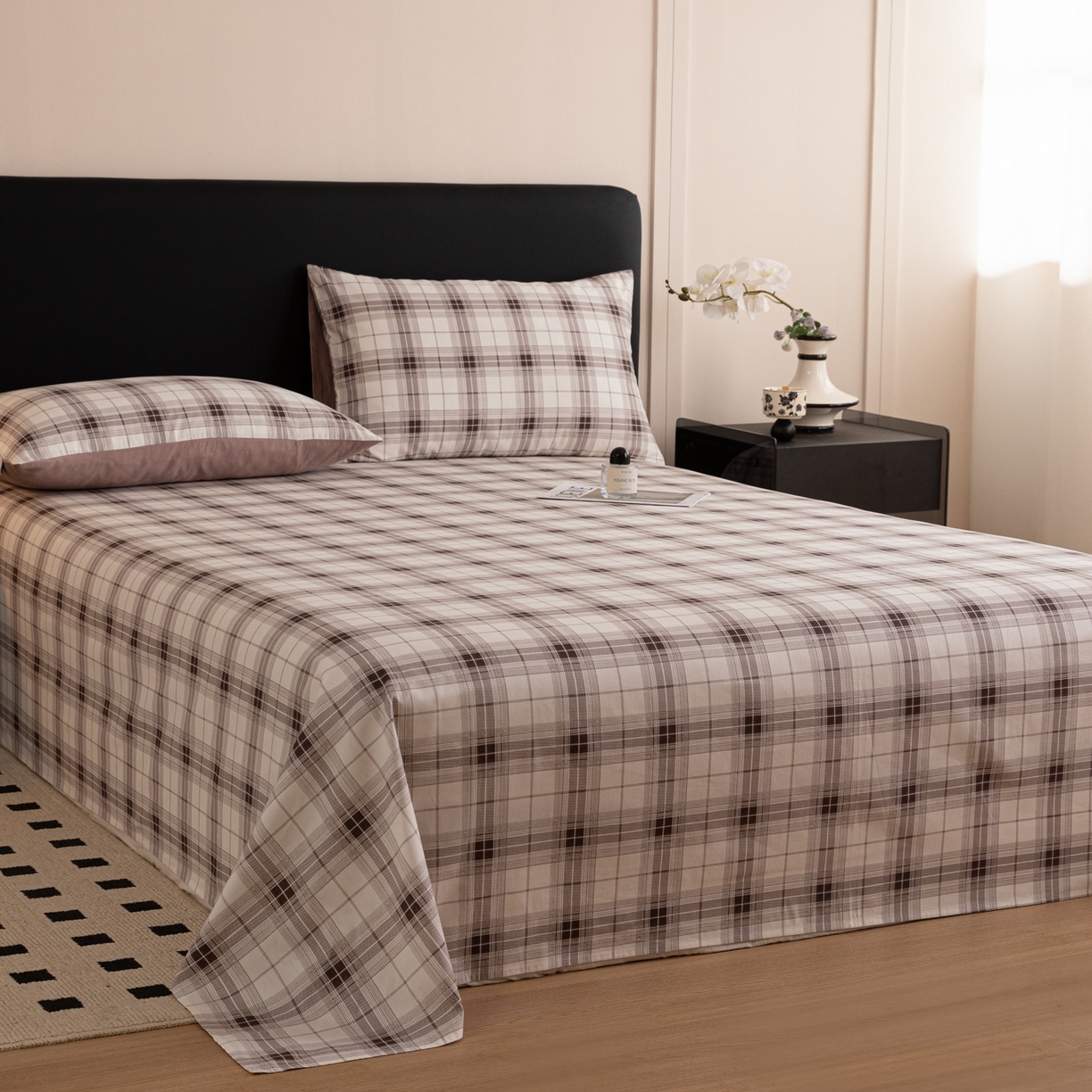 91家纺网 家纺一手货源 找家纺 （总）女子家纺 2026新款40支13070全棉纯棉简约格子A版单床单床单单件