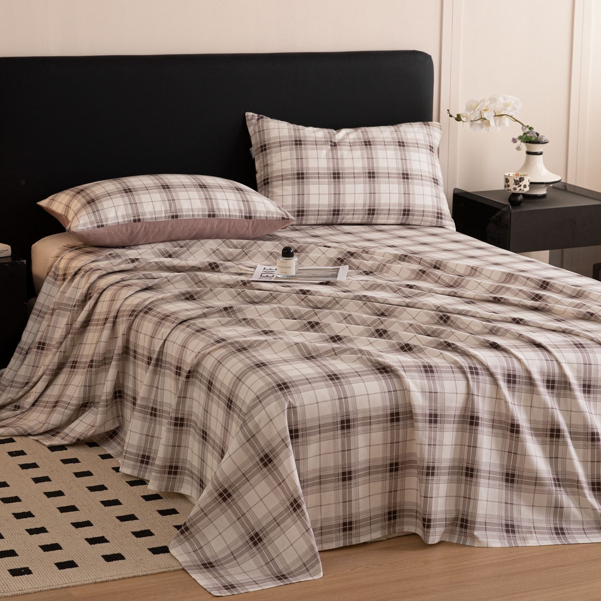 91家纺网 家纺一手货源 找家纺 （总）女子家纺 2026新款40支13070全棉纯棉简约格子A版单床单床单单件