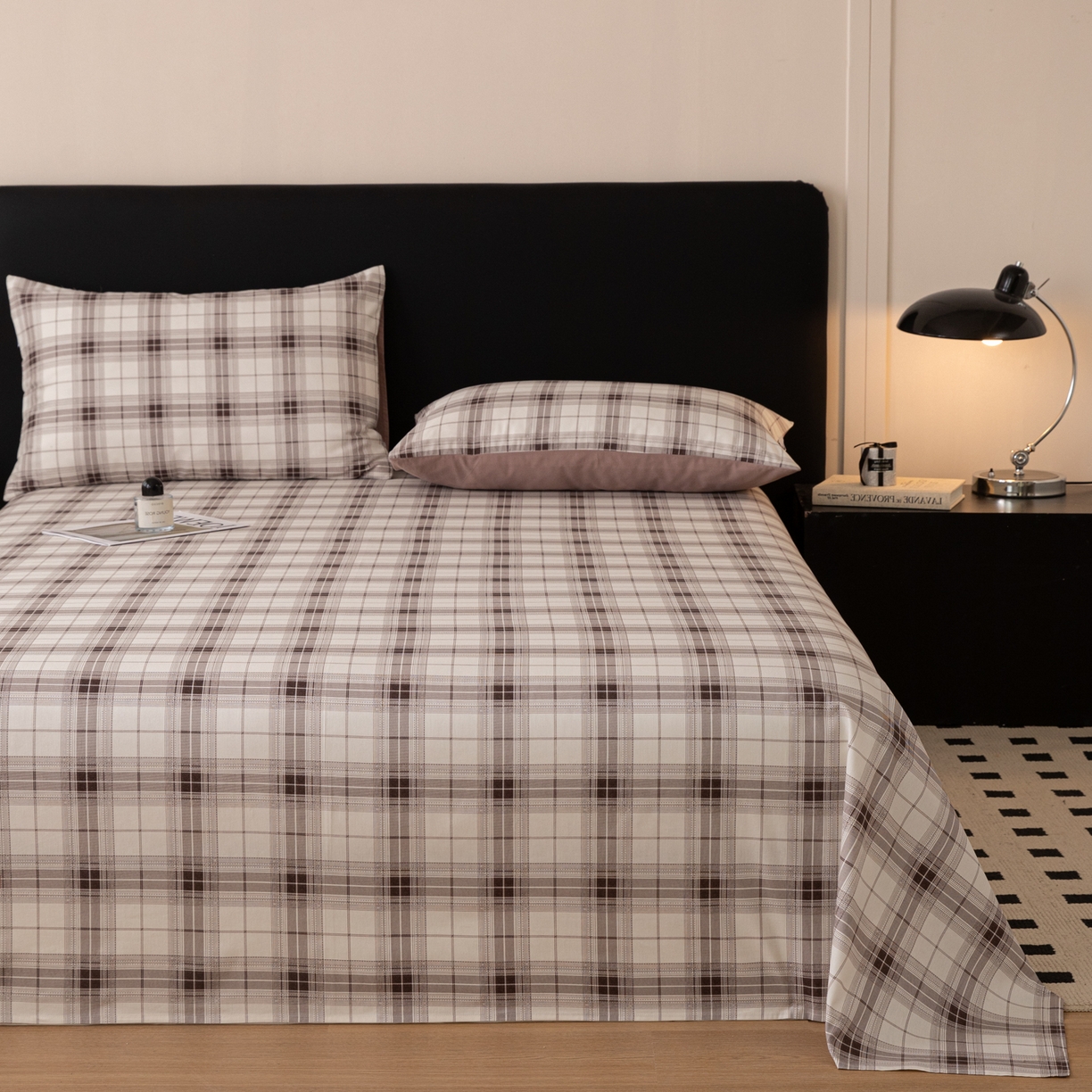 91家纺网 家纺一手货源 找家纺 （总）女子家纺 2026新款40支13070全棉纯棉简约格子A版单床单床单单件