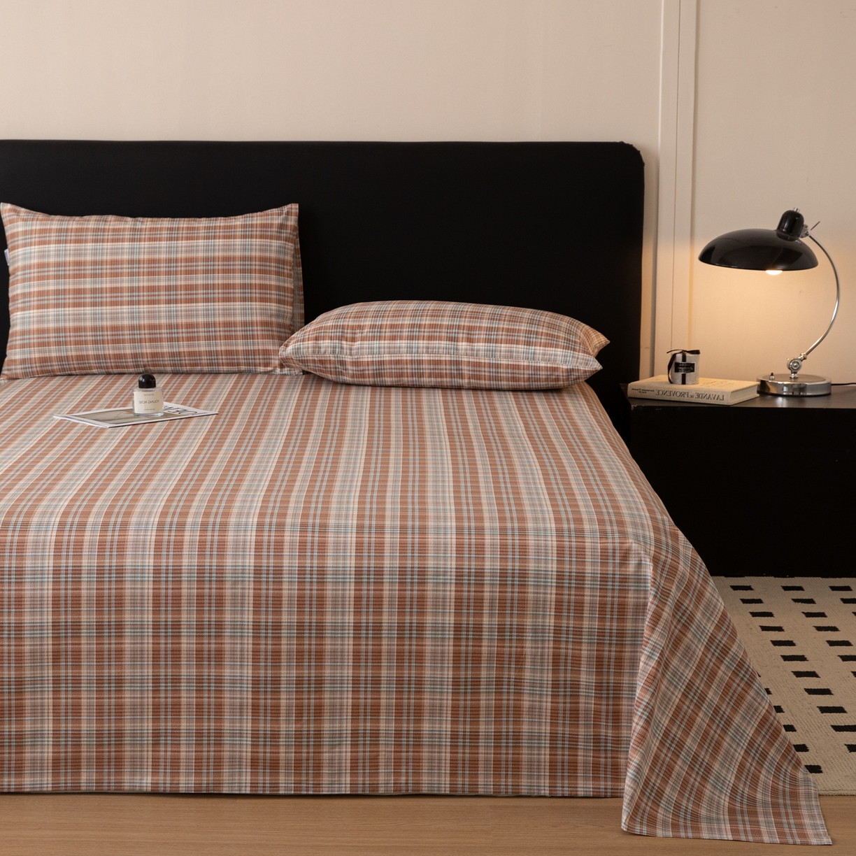 91家纺网 家纺一手货源 找家纺 （总）女子家纺 2026新款40支13070全棉纯棉简约格子A版单床单床单单件