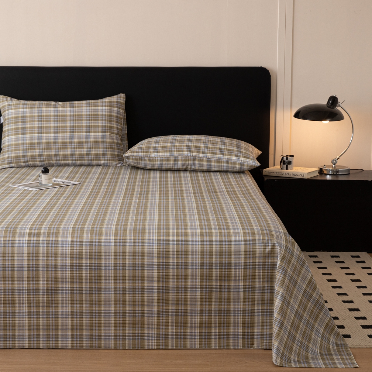 91家纺网 家纺一手货源 找家纺 （总）女子家纺 2026新款40支13070全棉纯棉简约格子A版单床单床单单件